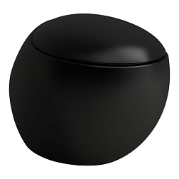 Подвесной унитаз Alessi One 39х58,5 см, с покрытием LLC, черный матовый, безободковый, без сиденья 8.2097.1.716.000.1 Laufen