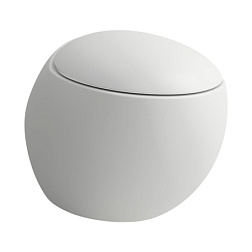 Подвесной унитаз Alessi One 39х58,5 см, с покрытием LLC, белый матовый, безободковый, без сиденья 8.2097.1.757.000.1 Laufen