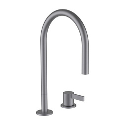 Смеситель для раковины на 2 отверстия Kartell by laufen стальной цвет, без донного клапана 3.1133.2.090.220.1 Laufen